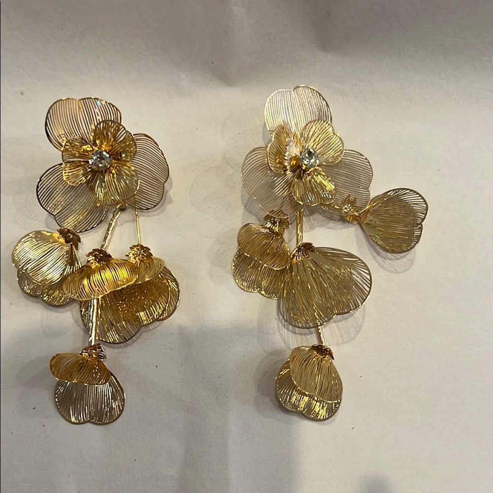 Elegant Gold Floral Earrings